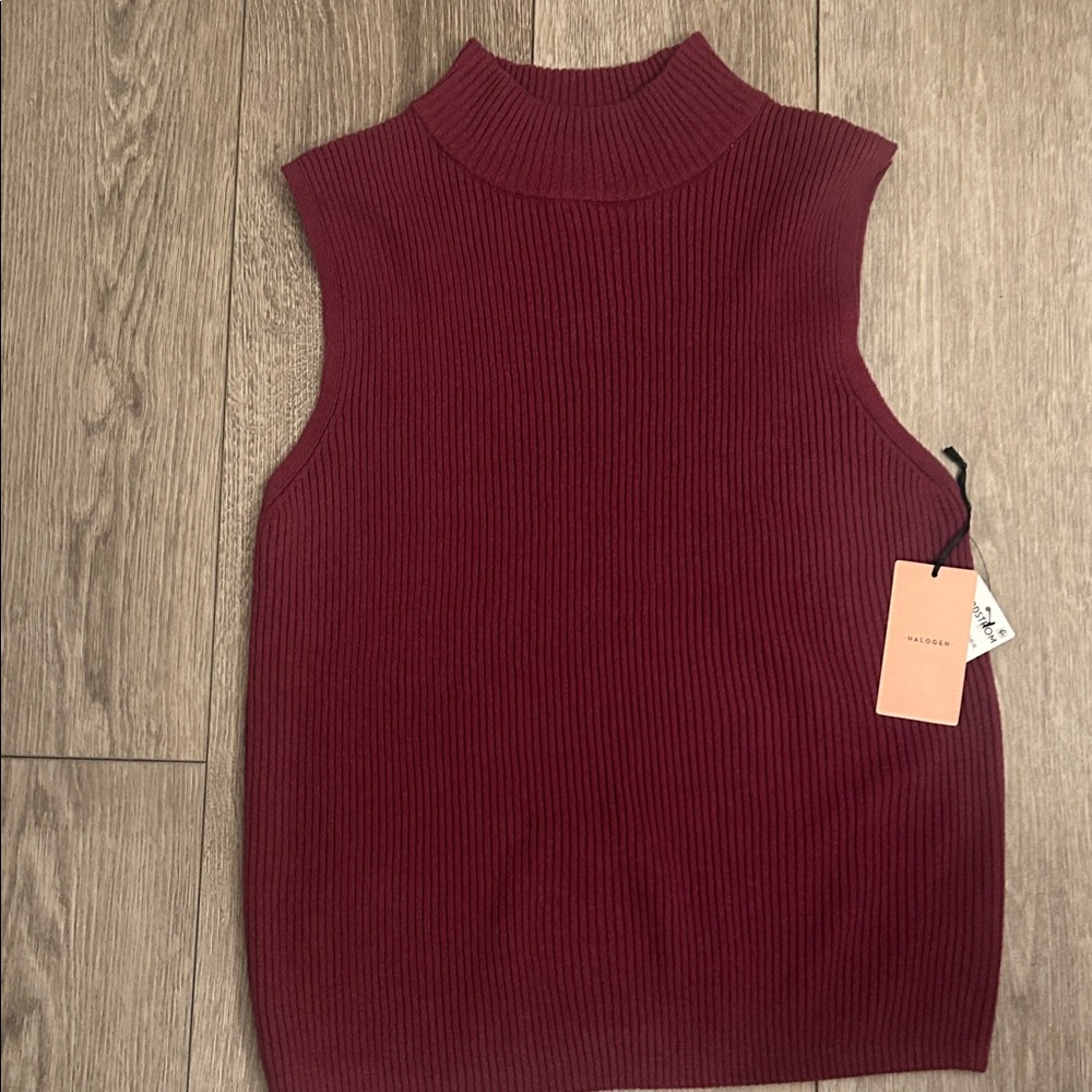 Halogen Burgundy Ribbed Tank Top - Picture 6 of 9